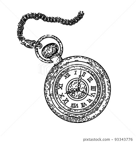 old watch pocket sketch hand drawn vector old watch pocket sketch hand drawn vector 93343776