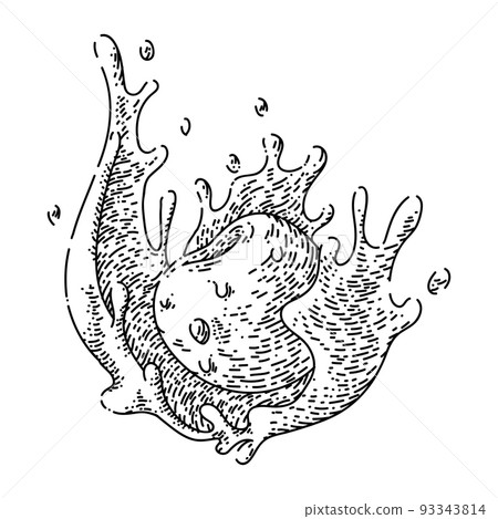 cherry splash sketch hand drawn vector 93343814