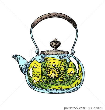 teapot glass sketch hand drawn vector 93343870