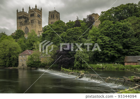 Durham Cathedral and weir on summer day Durham Cathedral and weir on summer day 93344094