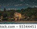 Adriatic sea, Slovenia, coastline with pine trees and sea 93344451