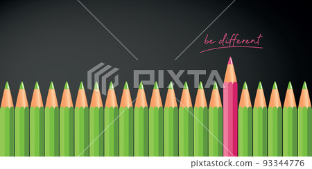 pencils in green and pink color be different concept on white background pencils in green and pink color be different concept on white background 93344776