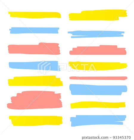 Highlight brush underline yellow red blue marker vector pen. Stroke highligher color set. Highlight brush underline yellow red blue marker vector pen. Stroke highligher color set. 93345370