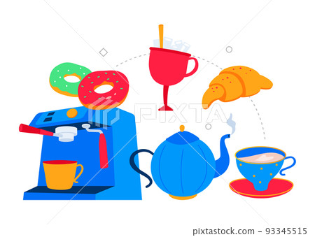 Start the morning with coffee - modern colored vector poster 93345515