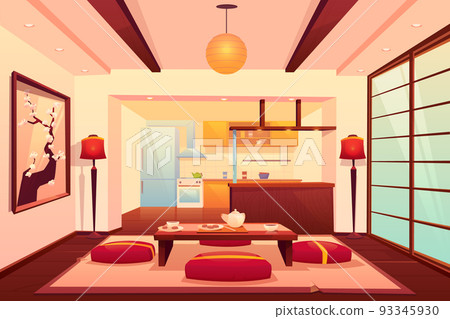Kitchen in asian style, chinese, japanese room Kitchen in asian style, chinese, japanese room 93345930