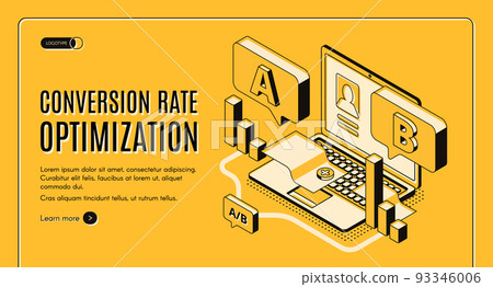 A/B split-run testing isometric vector web banner 93346006