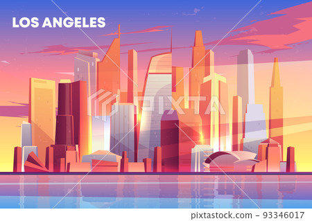 Los Angeles city skyline architecture waterfront Los Angeles city skyline architecture waterfront 93346017