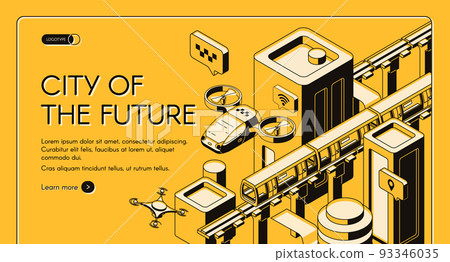 Future transport technologies vector web banner Future transport technologies vector web banner 93346035
