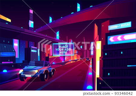 Night city road with moving cars banner, speedway Night city road with moving cars banner, speedway 93346042