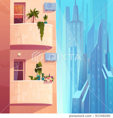 Balconies in modern skyscraper building vector 93346090