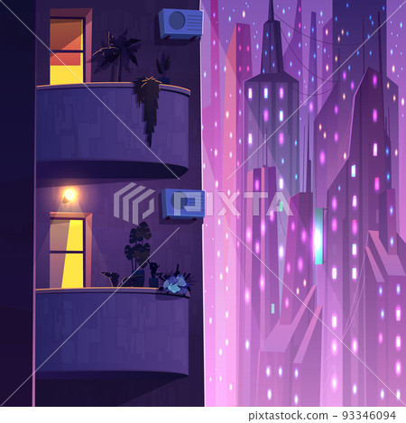 Balconies in modern skyscraper building vector 93346094