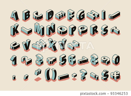 Alphabet letters, digits, symbols isometric vector 93346253