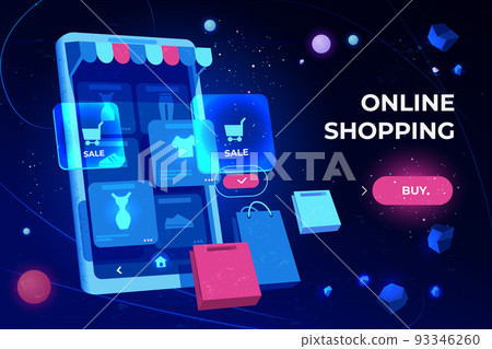 Online shopping landing page, smartphone screen 93346260