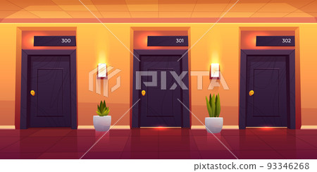 Rooms in hotel corridor empty luxury hotel hallway Rooms in hotel corridor empty luxury hotel hallway 93346268