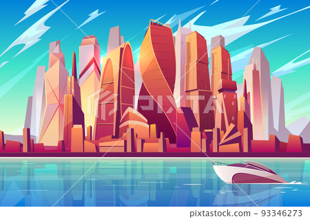 Moscow downtown cityscape vector background Moscow downtown cityscape vector background 93346273