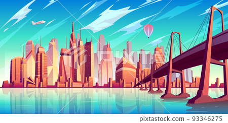 Metropolis skyline cartoon vector background Metropolis skyline cartoon vector background 93346275