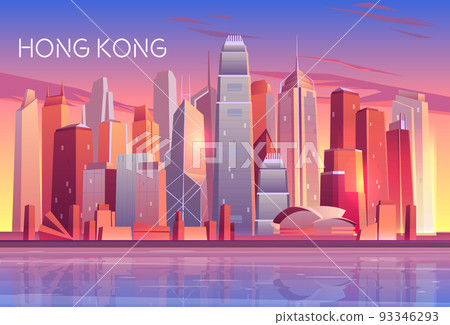 Modern metropolis cartoon vector background 93346293