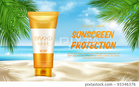 Sunscreen protection cosmetic, mock up banner 93346376
