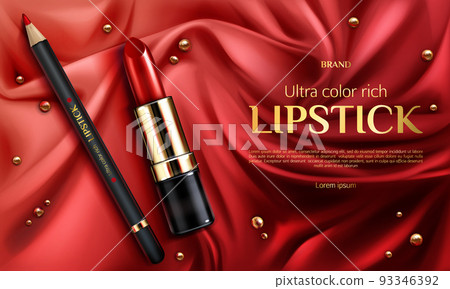 Lipstick and lip liner cosmetics make up product. 93346392