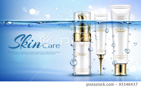 Cosmetics bottles mockup, skin care beauty product 93346437