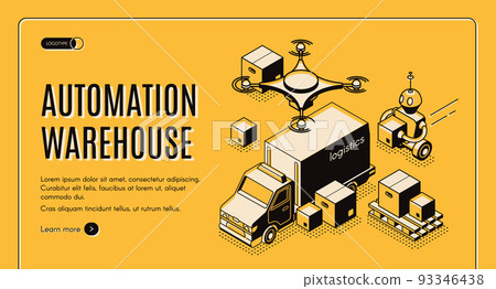 Delivery warehouse automation isometric website 93346438
