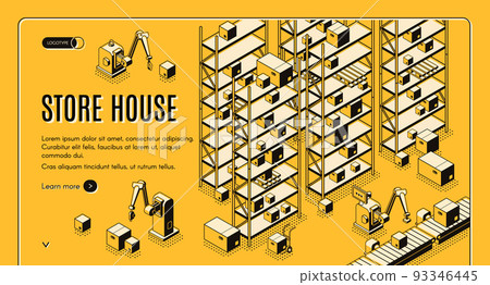 Automated storehouse isometric vector web banner 93346445