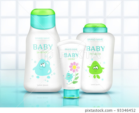 Baby cosmetics bottles with kids design bathroom 93346452