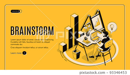 Brainstorm isometric landing page, online service 93346453
