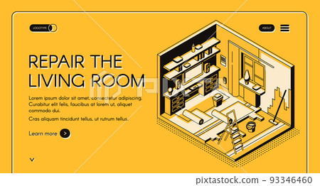 Living room repair works isometric vector website Living room repair works isometric vector website 93346460