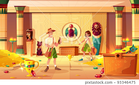 Treasure hunters in egypt pharaoh treasury vector 93346475