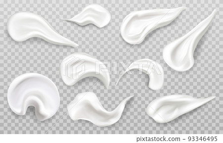 White cream smears swatch set. Cosmetics product 93346495