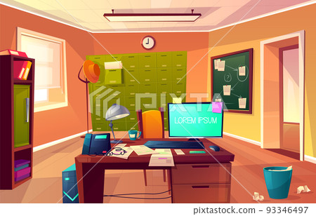 Vector cartoon cabinet of private detective, policeman Vector cartoon cabinet of private detective, policeman 93346497