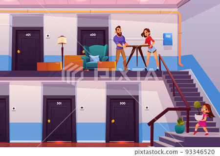 Family moving to new home cartoon vector concept 93346520