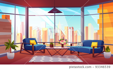 Hotel suite in skyscraper cartoon vector interior Hotel suite in skyscraper cartoon vector interior 93346539