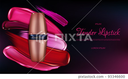 Tender lipstick 3d realistic vector promo banner Tender lipstick 3d realistic vector promo banner 93346600