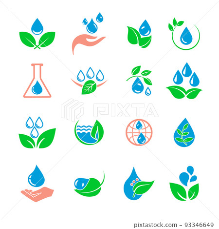 Vector set of water drop icons Vector set of water drop icons 93346649