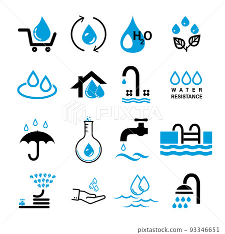 Vector set of water drop icons 93346651