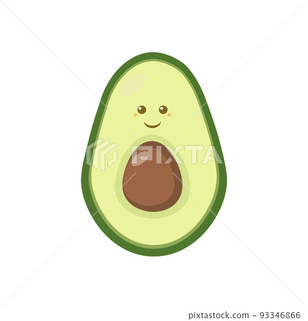 Avocado with a smile. Flat illustration of avocado vector icon on white background Avocado with a smile. Flat illustration of avocado vector icon on white background 93346866