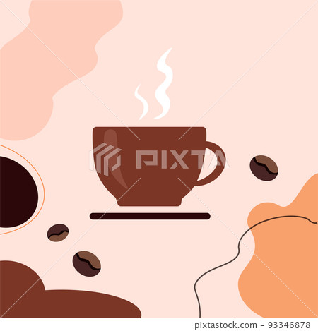 Cup of fresh coffee on pastel background. Vector illustration. Flat Style. Decorative design for cafeteria, posters, banners, cards Cup of fresh coffee on pastel background. Vector illustration. Flat Style. Decorative design for cafeteria, posters, banners, cards 93346878
