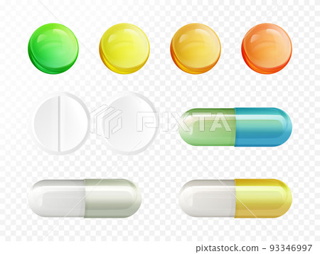 Vector realistic drugs pills and capsules set Vector realistic drugs pills and capsules set 93346997
