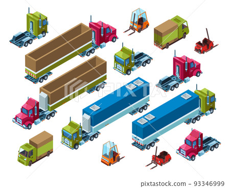 Cargo freight transport vector isometric illutration Cargo freight transport vector isometric illutration 93346999