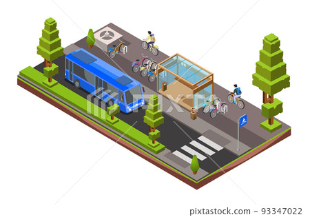 Vector isometric bus stop cross section 93347022