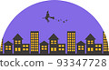 Image illustration of a witch flying in the sky with a broom 93347728