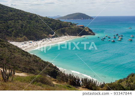 paradisiacal beaches of Atalaia in Arraial do Cabo, coast of Rio de Janeiro, Brazil. Aerial view paradisiacal beaches of Atalaia in Arraial do Cabo, coast of Rio de Janeiro, Brazil. Aerial view 93347844