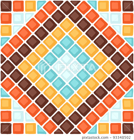 Ancient mosaic tile pattern. Decorative antique stone ornament. 93348502