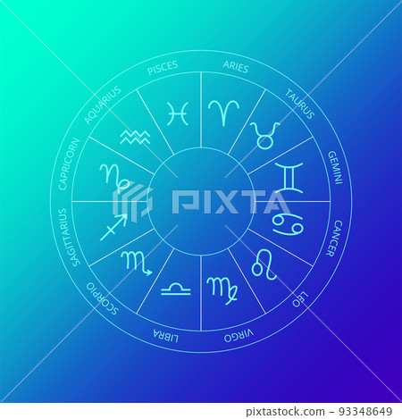 Blue Zodiac Horoscope Circle Line 93348649