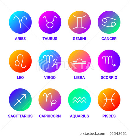 Zodiac Horoscope Line Circles Set Colorful Zodiac Horoscope Line Circles Set Colorful 93348661