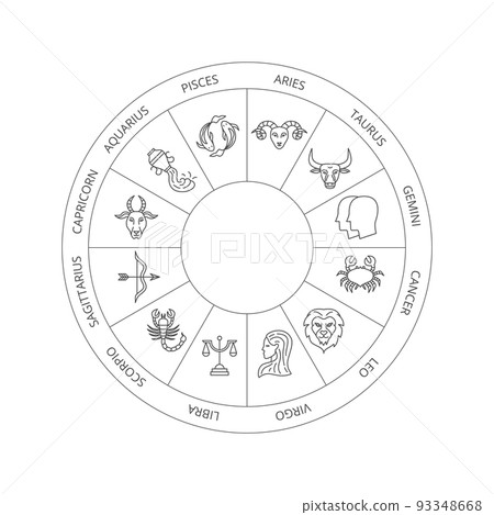 Black White Zodiac Circle Black White Zodiac Circle 93348668
