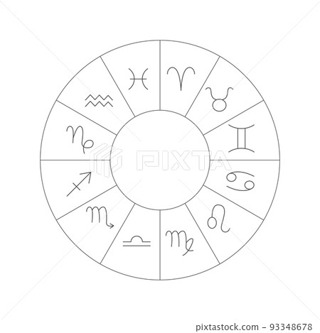 Black White Zodiac Line Circle 93348678