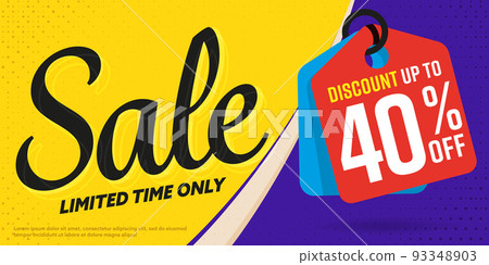 Sale banner template with discount up to 40 percent off. Limited time only price clearance promotion vector illustration. Discount offer tag price sign design over sale banner 93348903